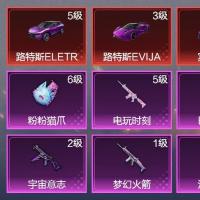 1载具 1升级枪 3粉装 121枪皮 108套装 36661热力 3印记 黄金